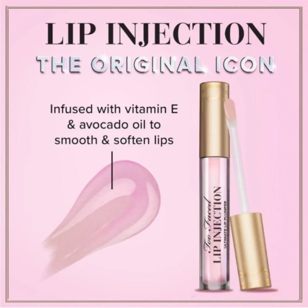 🆕 TOO FACED Lip Injection Plumping Lip Gloss Volumizing, Vitamin E Avocado Oil